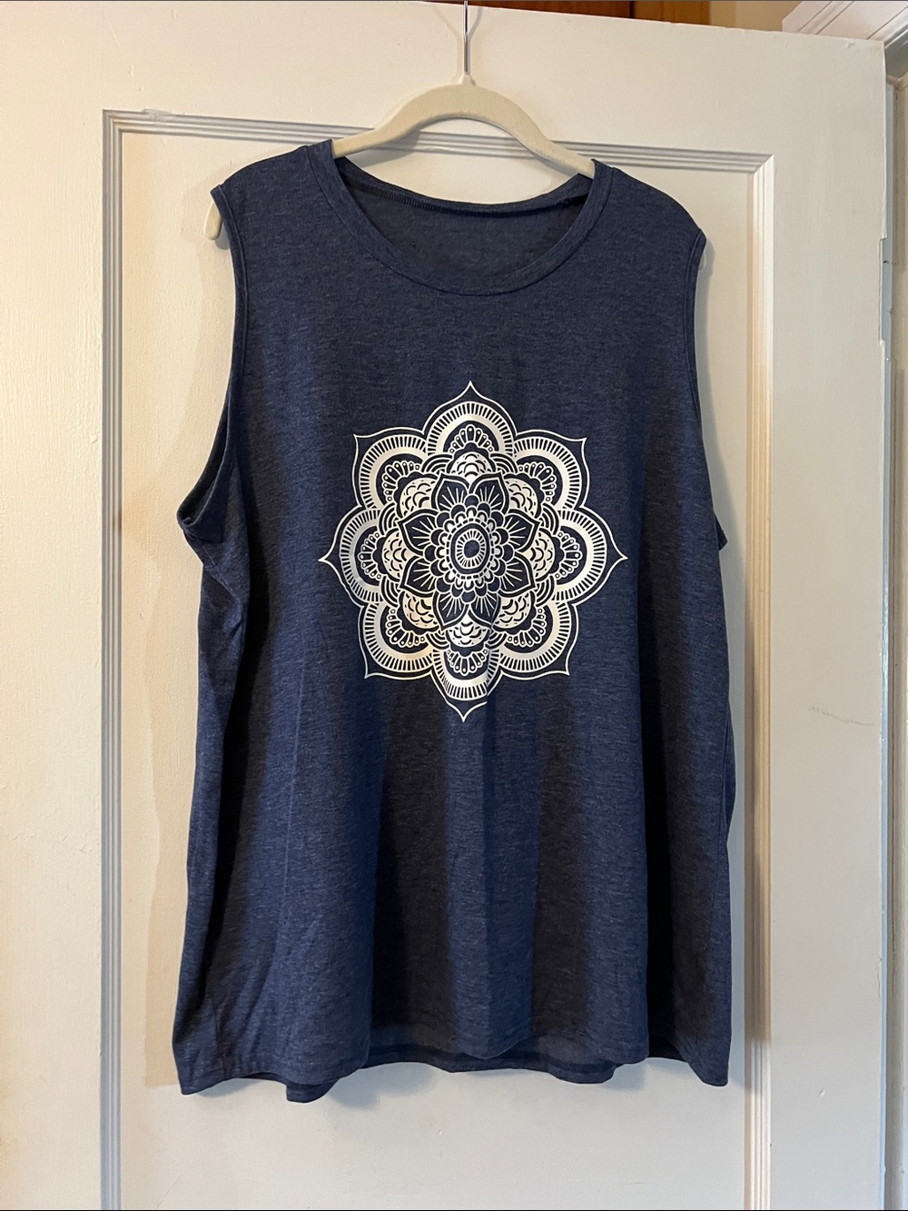 Sleeveless Navy Blue Floral Mandala Tank Top